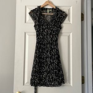 Black sheer button down dress.